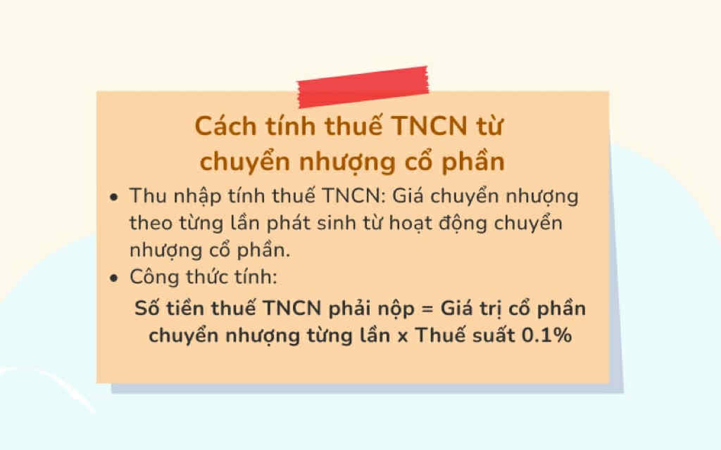 Cách tính thuế thu nhập cá nhân từ chuyển nhượng chứng khoán