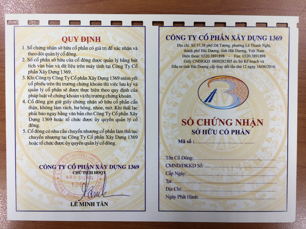 Chứng chỉ cổ phần