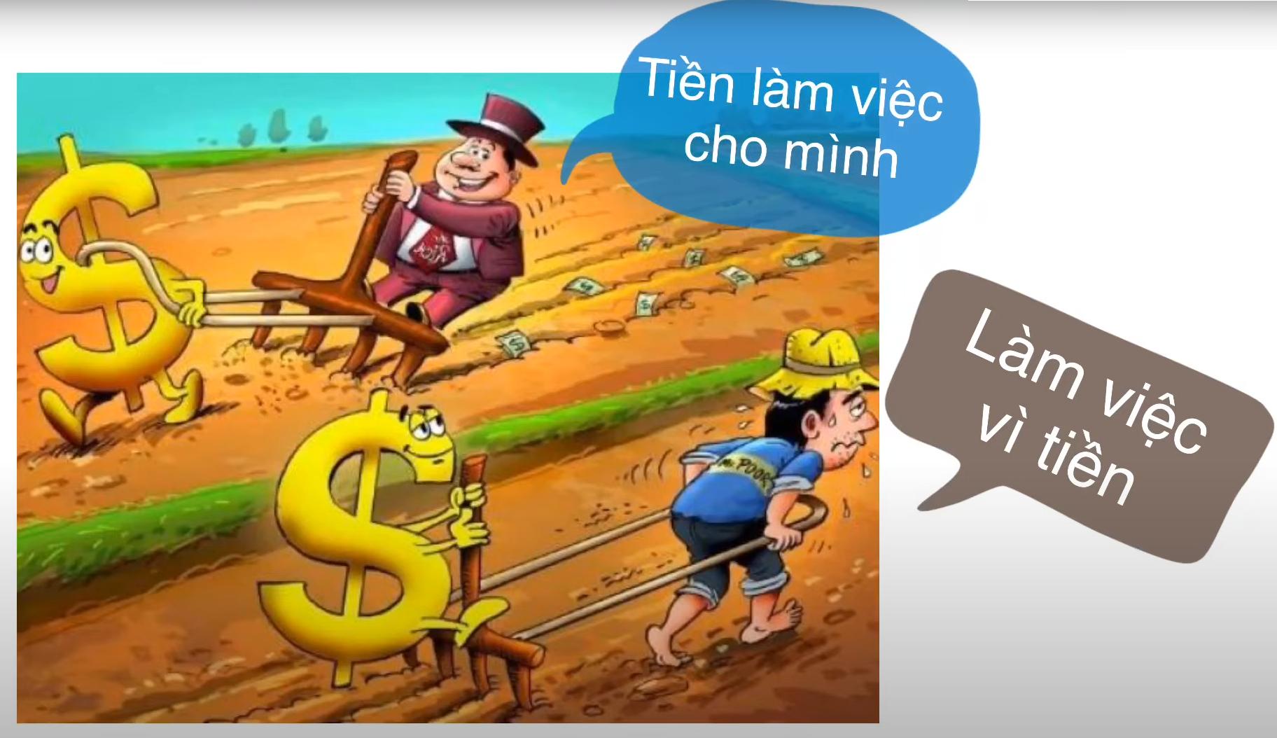 "làm việc vì tiền" sang "bắt tiền làm việc