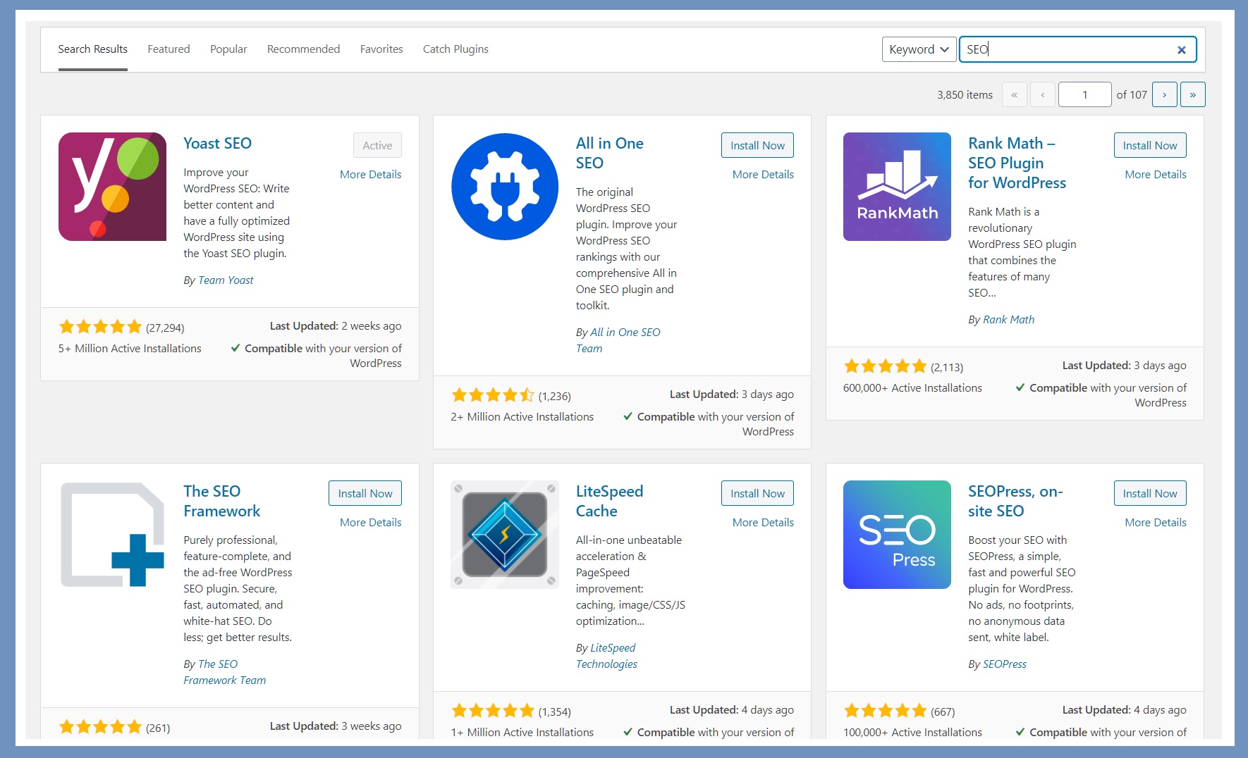 thiết lập theme, plugin SEO