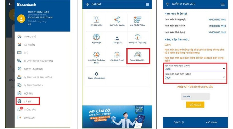 hạn mức giao dịch