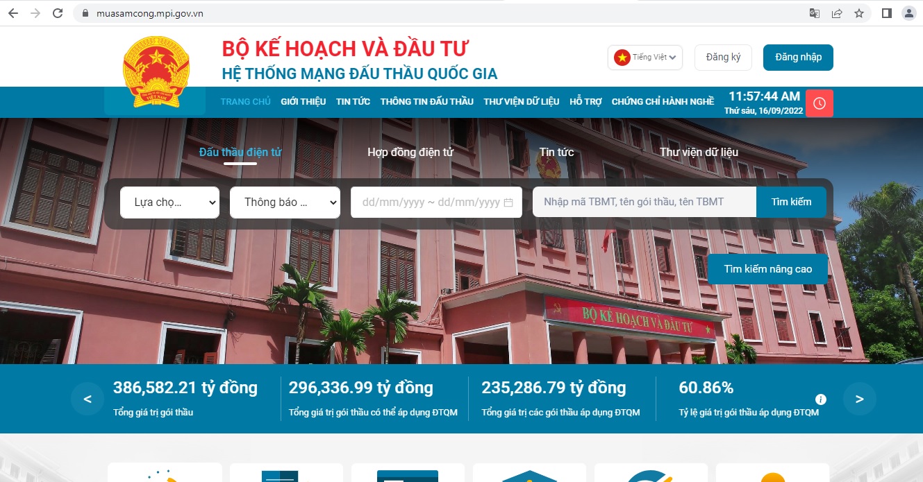 Hệ thống mạng đấu thầu quốc gia