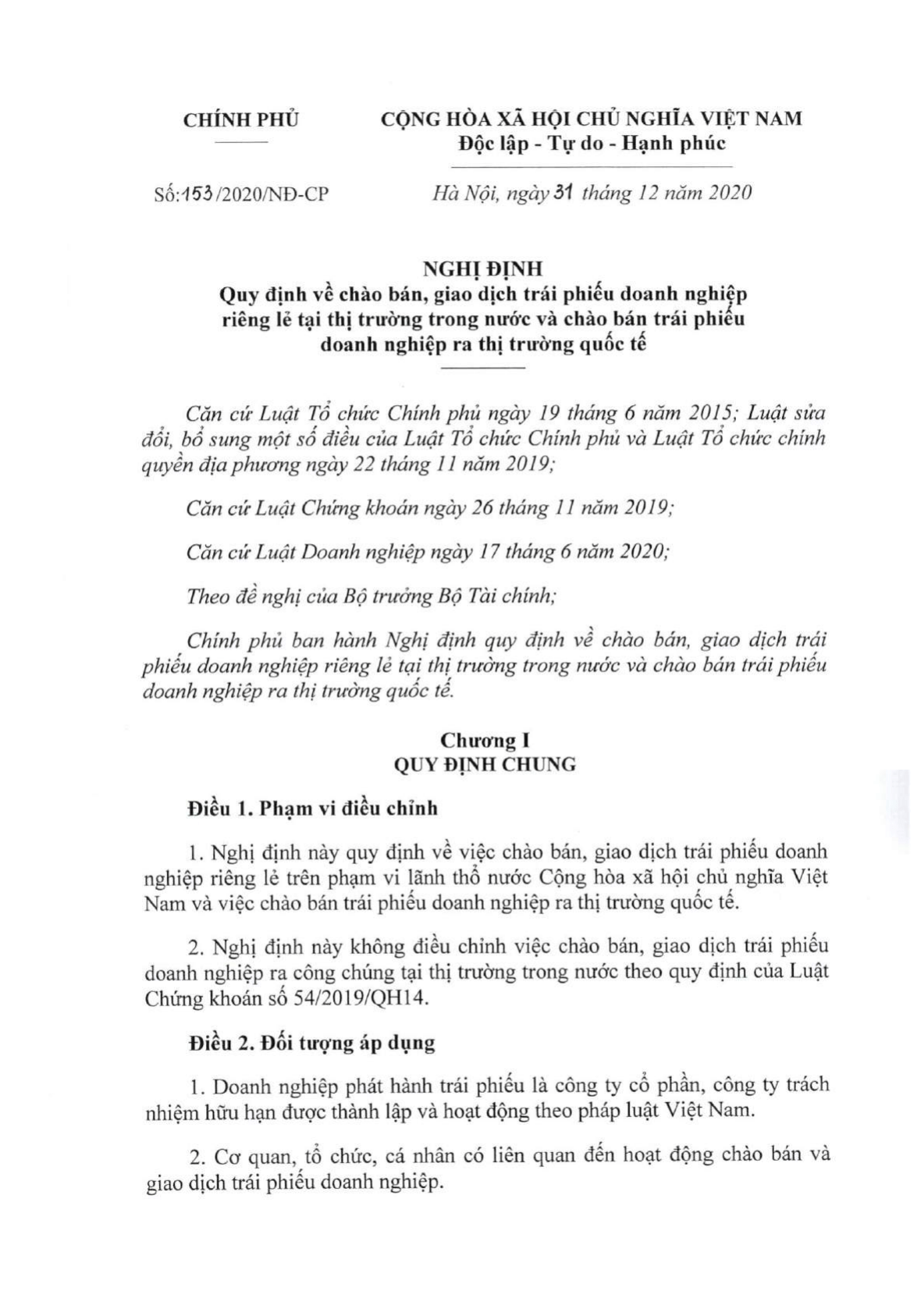 153/2020/NĐ-CP