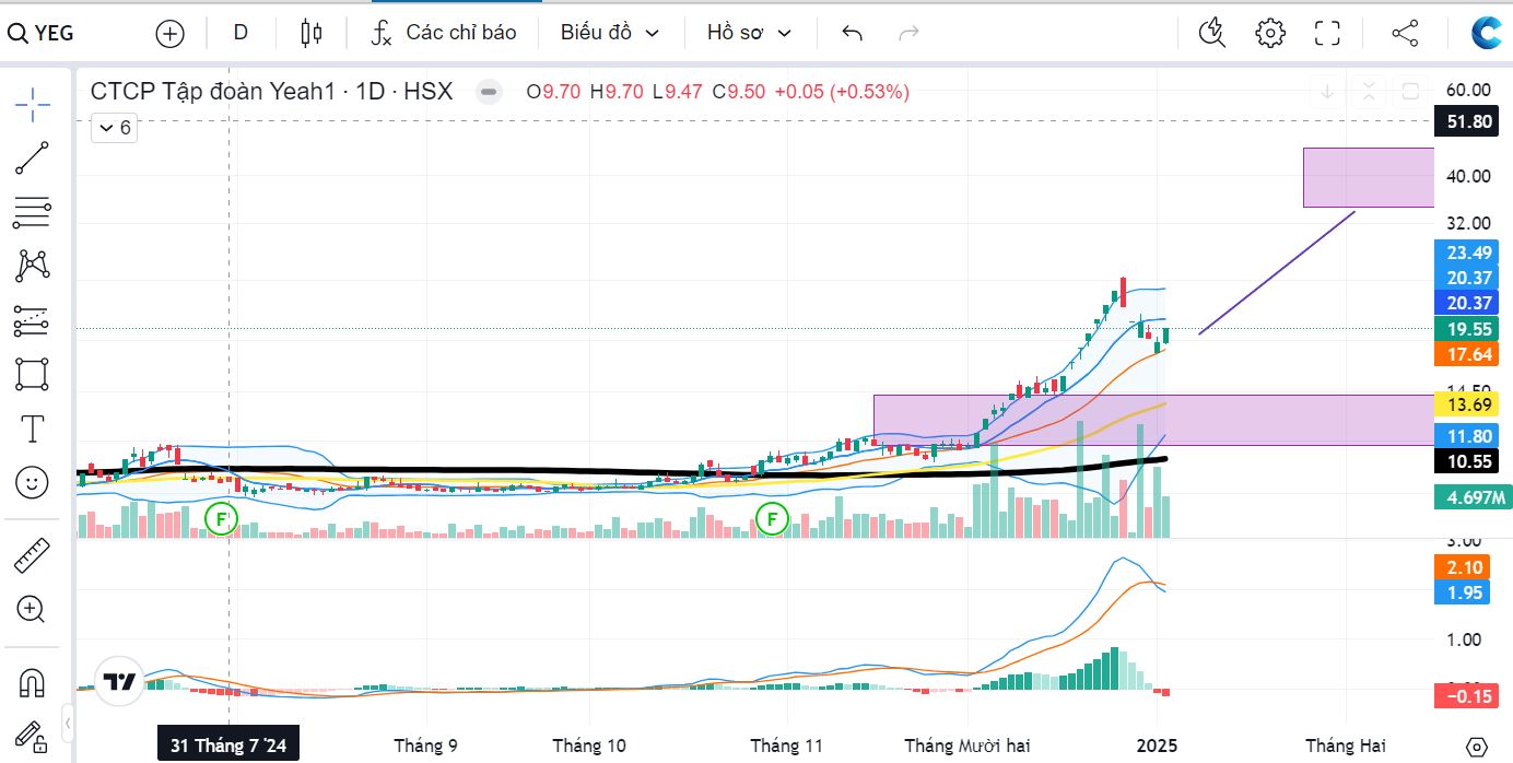 Giá Cổ Phiếu YEG: Hành Trình Từ "Kỳ Lân" Gãy Cánh Đến Cơ Hội Tái Sinh Trong Năm 2025? 6 Phân Tích Kỹ Thuật YEG