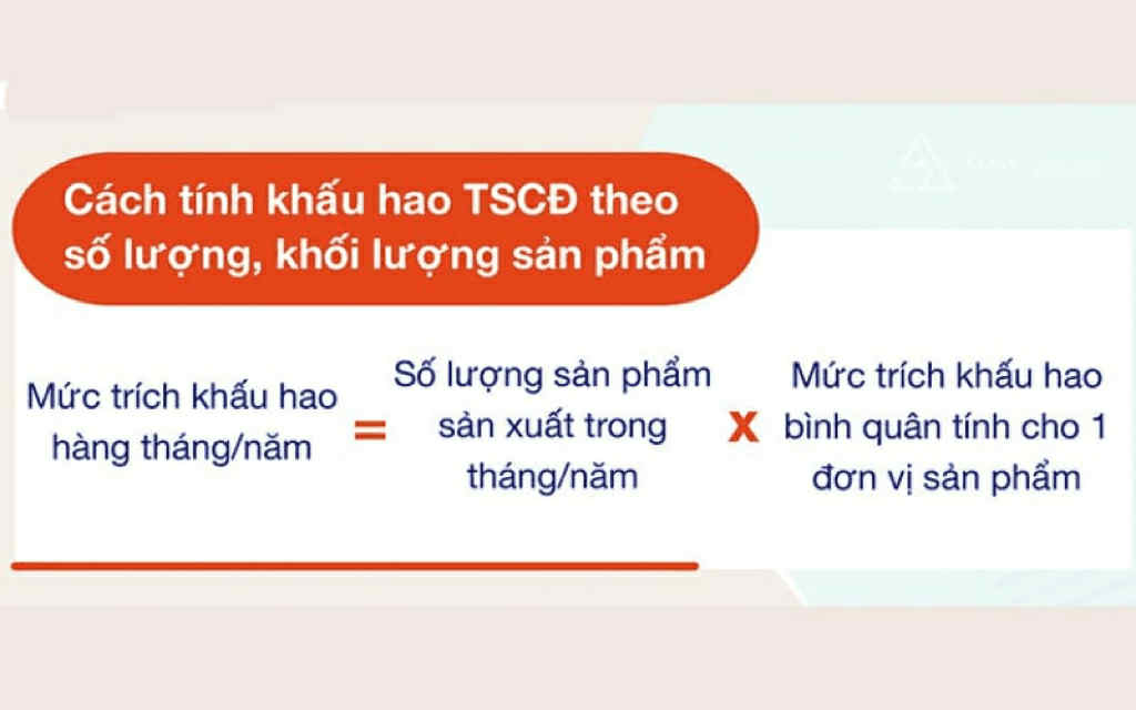 Công thức tính khấu hao theo số lượng