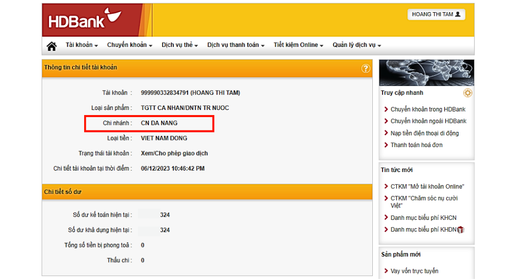 Sử dụng cổng tra cứu trực tuyến chính thức của ngân hàng