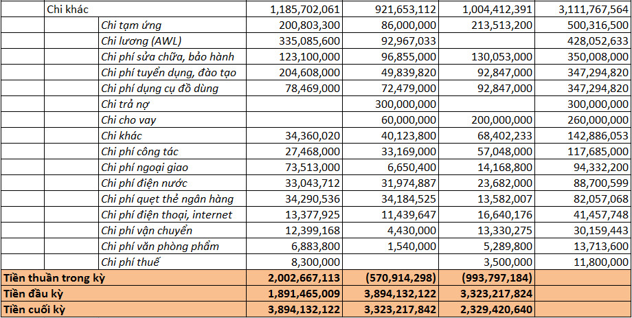 Báo cáo dòng tiền